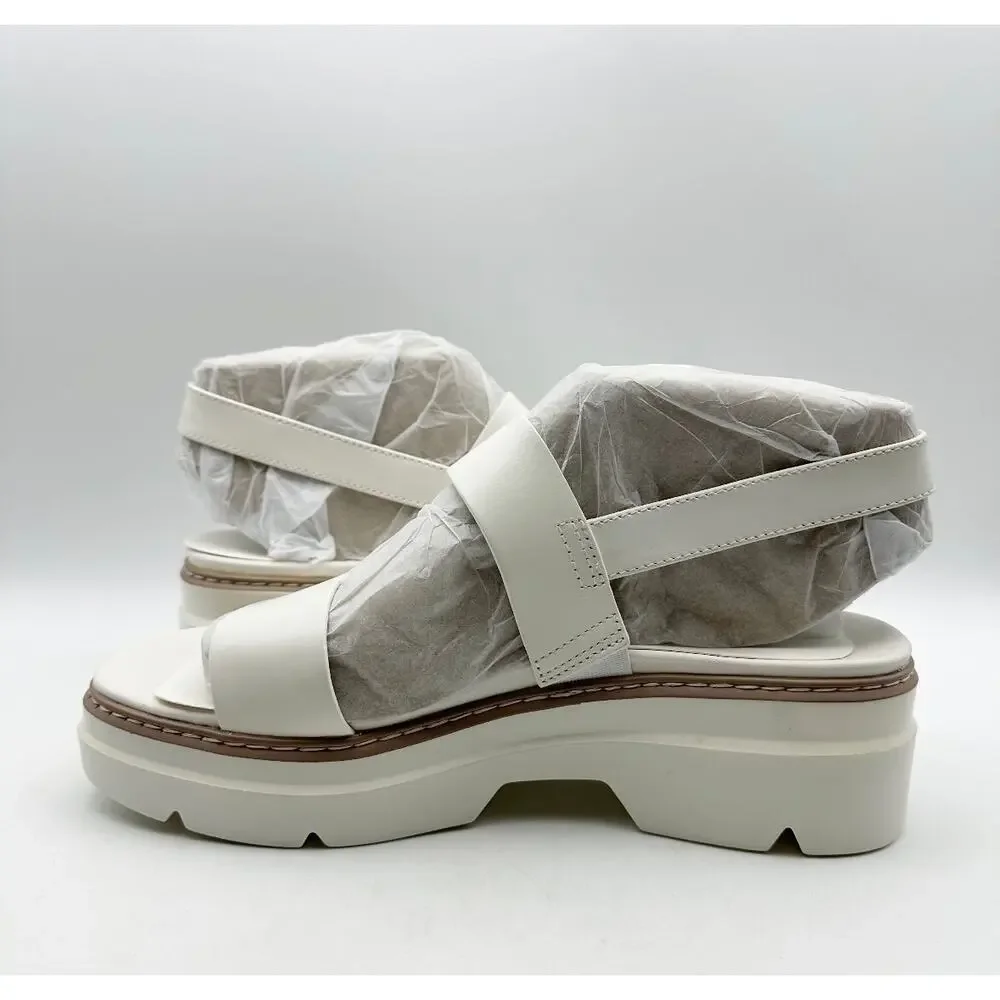 Naturalizer Women's Darry Sling Lug Sole Sandals Size 9.5 M White Leather NIB